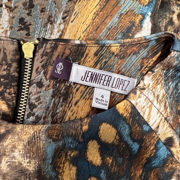 Jennifer Lopez Sleeveless Fit and Flare Scuba Cocktail Dress Leopard Print - Picture 12 of 15